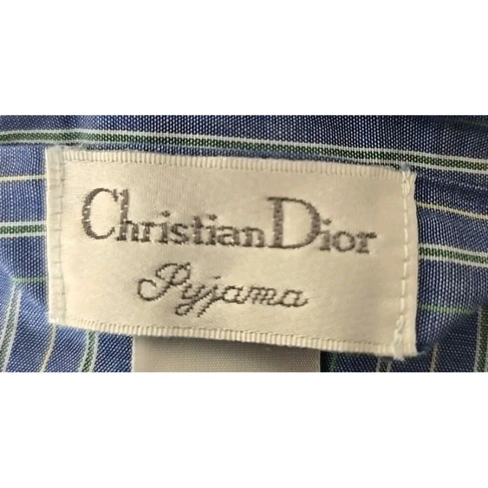 Christian Dior Pyjama Top PJs Men’s Size Large Blue White Stripe Button t9